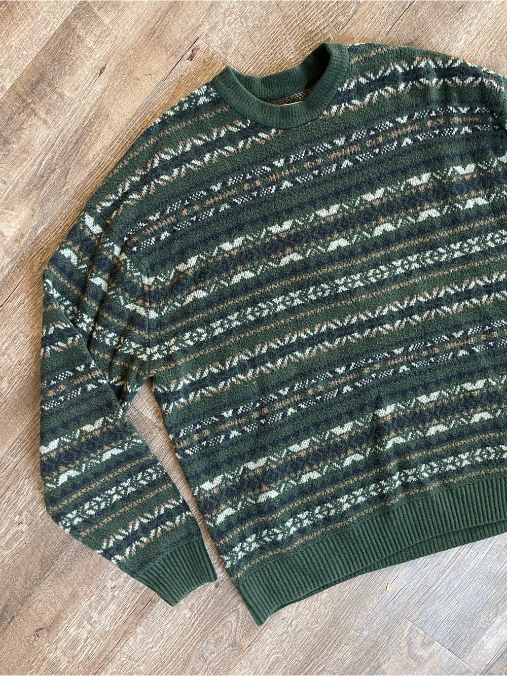 Abercrombie & Fitch Soft AF Fair Isle forest green sweater
